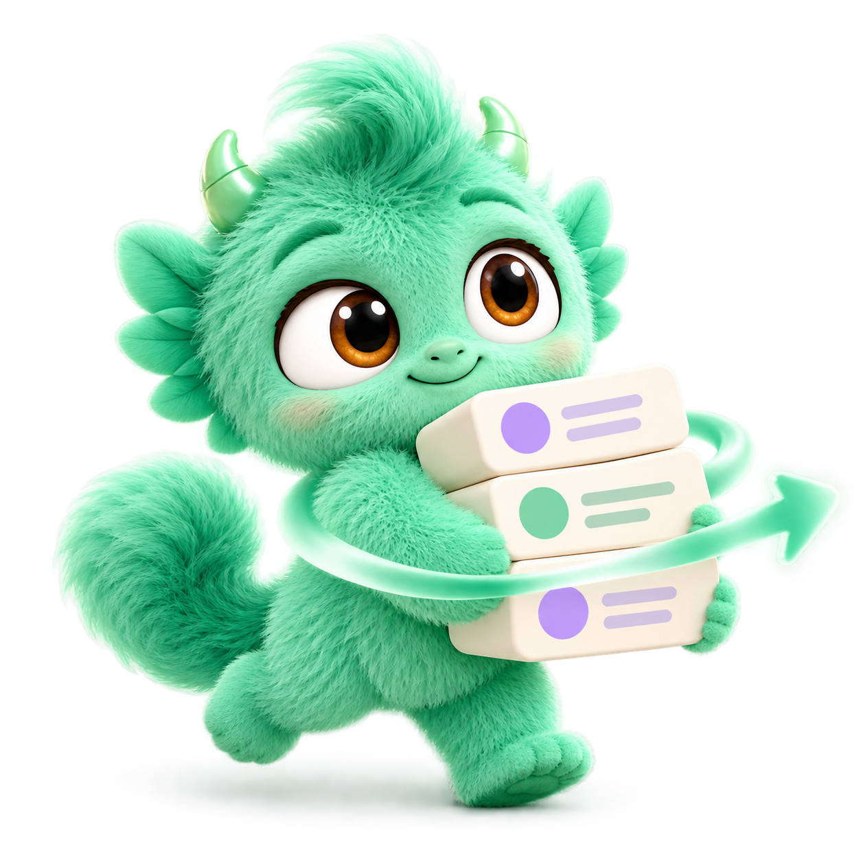 Mint carrying task tiles through a mint handoff ribbon